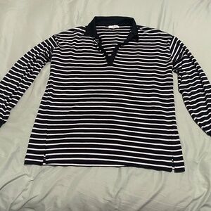 Rag & Bone Striped V-Neck Collared Top – Women’s Small